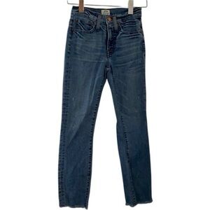 J. Crew Blue Vintage Crop Ankle Length Jeans Structured Cotton  Distressed Denim